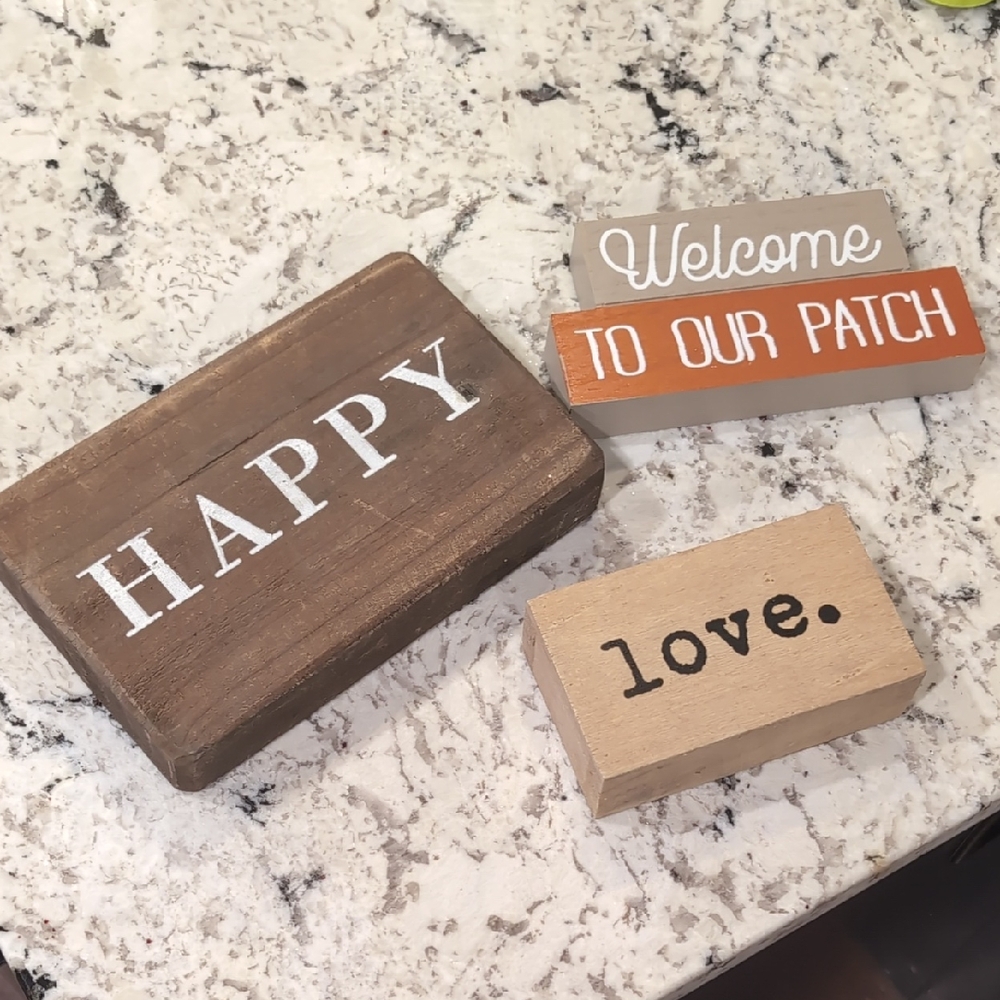 Rustic Wooden Sign Set - Brown, Orange, and Gray